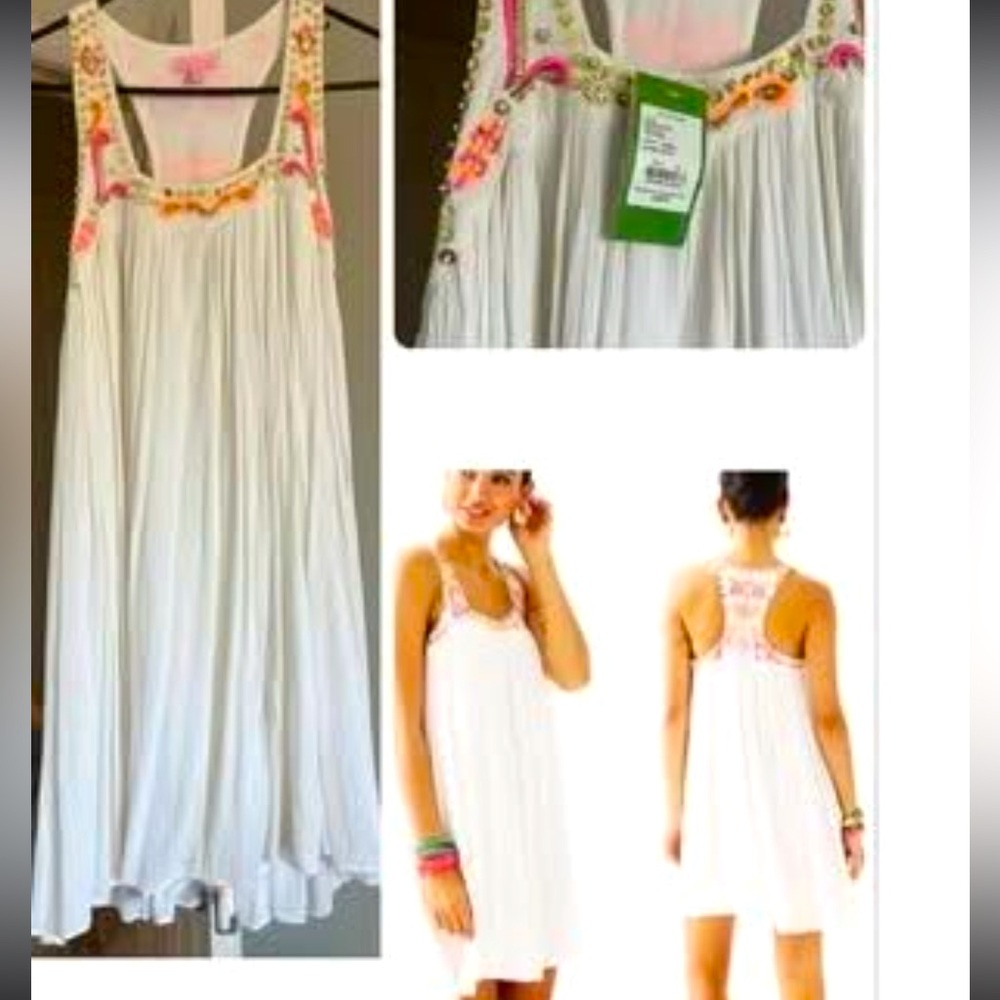 NWT Lilly Pulitzer Lorna swing dress white beaded new beaded lorina